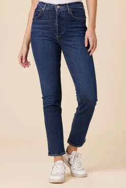 Amour Vert AGOLDE Riley Long High Rise Straight Jean Divided Fashion