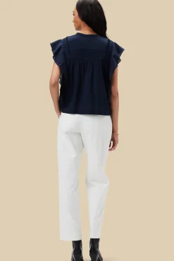 Amour Vert Aida Organic Cotton Blouse NavyBlue Sale