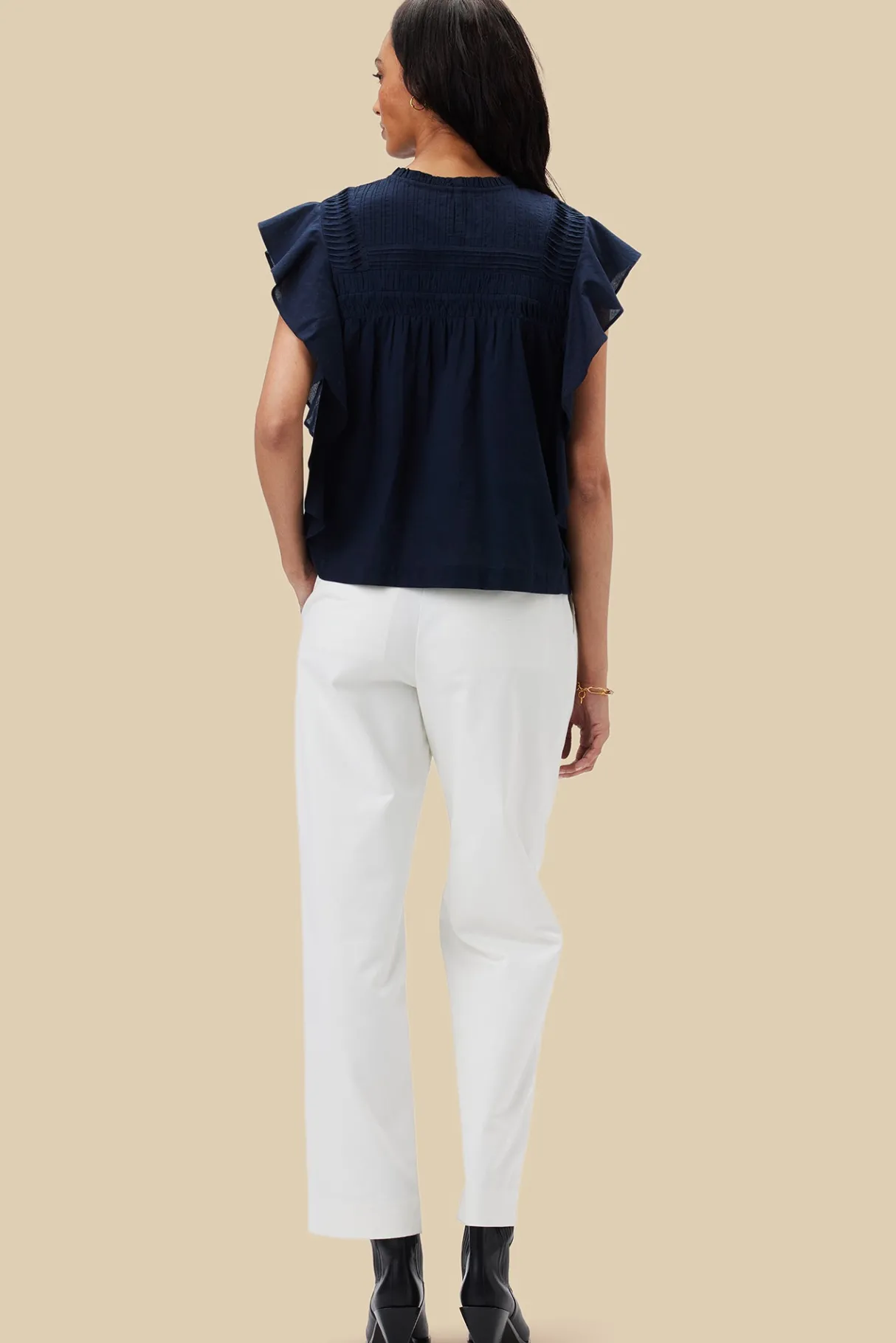 Amour Vert Aida Organic Cotton Blouse NavyBlue Sale