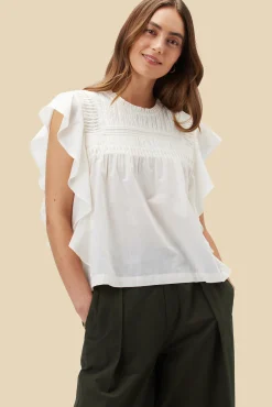 Amour Vert Aida Organic Cotton Blouse Ivory Online