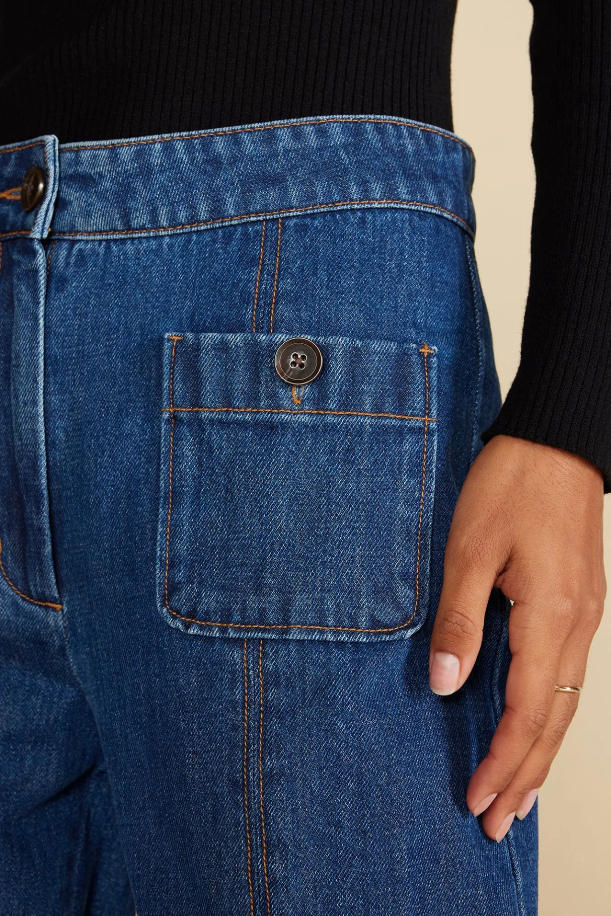 Amour Vert Alete Patch Pocket Jean IndigoBlue New