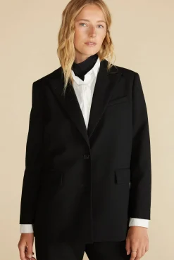 Amour Vert Alix Boyfriend Blazer Black New