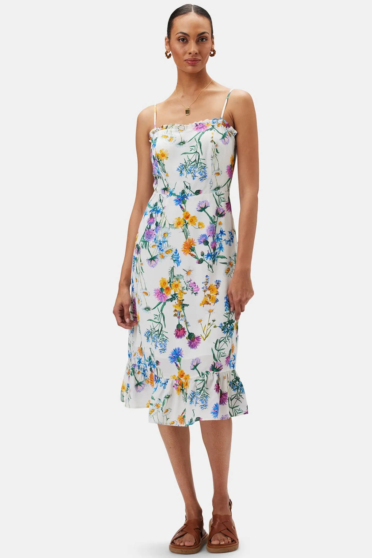 Amour Vert Alma Washable Silk Dress JardinIvory Clearance