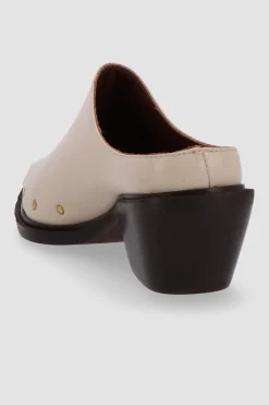 Amour Vert Alohas Lorenzo Leather Mules Cream Clearance