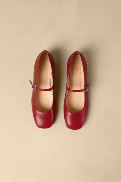 Amour Vert Alohas Por Do Sol Leather Ballet Flats Red New