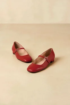 Amour Vert Alohas Por Do Sol Leather Ballet Flats Red New