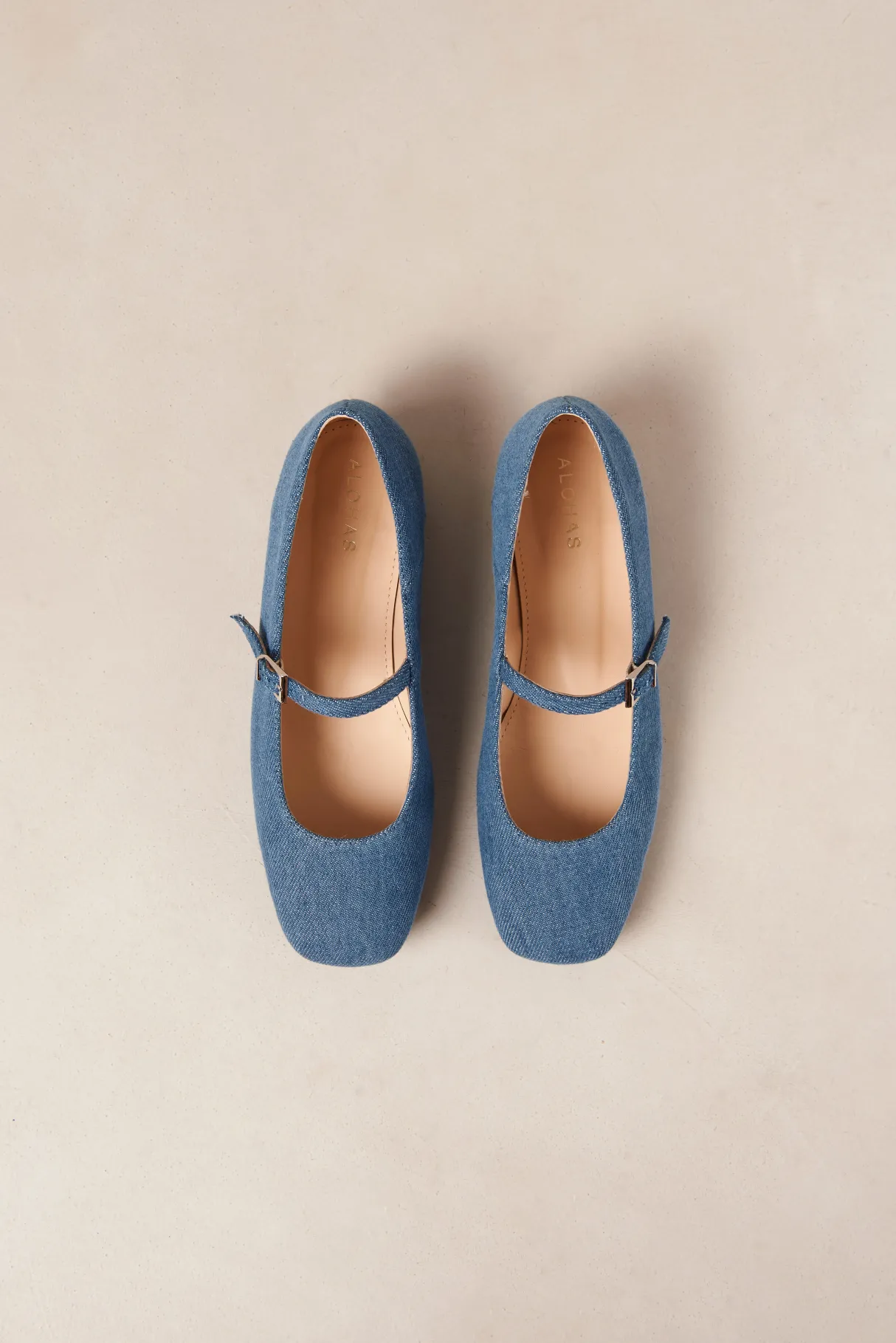 Amour Vert Alohas Por Do Sol Leather Ballet Flats Denim New