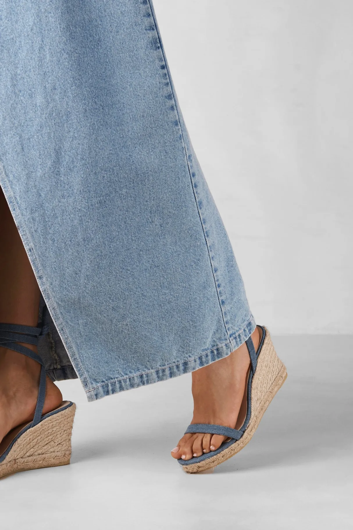 Amour Vert Alohas Willa Leather Espadrille DenimBlue Clearance