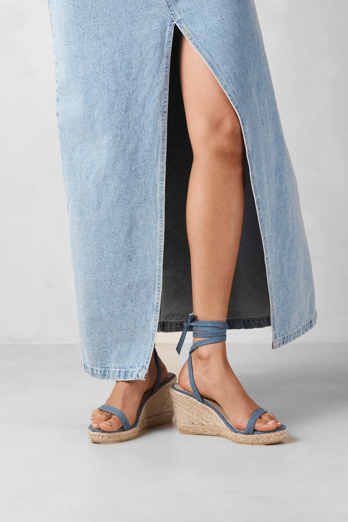 Amour Vert Alohas Willa Leather Espadrille DenimBlue Clearance