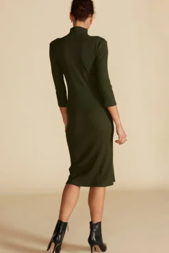 Amour Vert Angeline Paris Rib Midi Dress OliveGreen Outlet