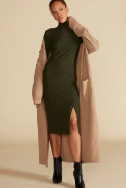Amour Vert Angeline Paris Rib Midi Dress OliveGreen Outlet