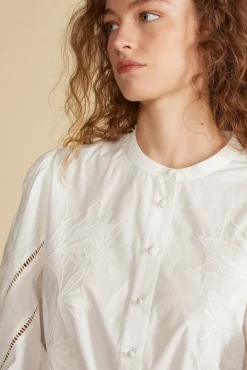Amour Vert Angelique Puff Sleeve Poplin Blouse White Sale