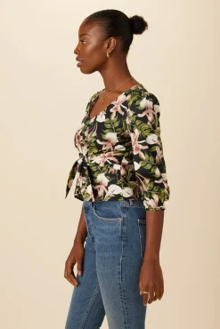 Amour Vert Annika Organic Cotton Blouse Lily Hot