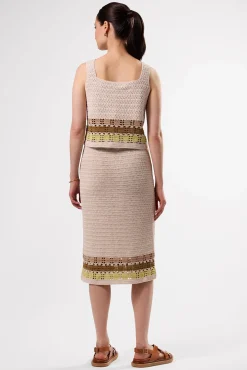Amour Vert Antibes Crochet Tank EcruMultiStripe Online