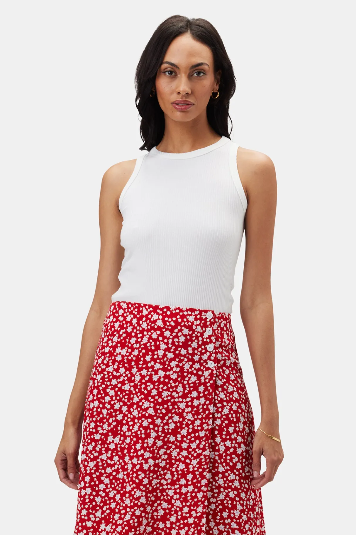 Amour Vert Asmet Paris Rib Tank White Clearance