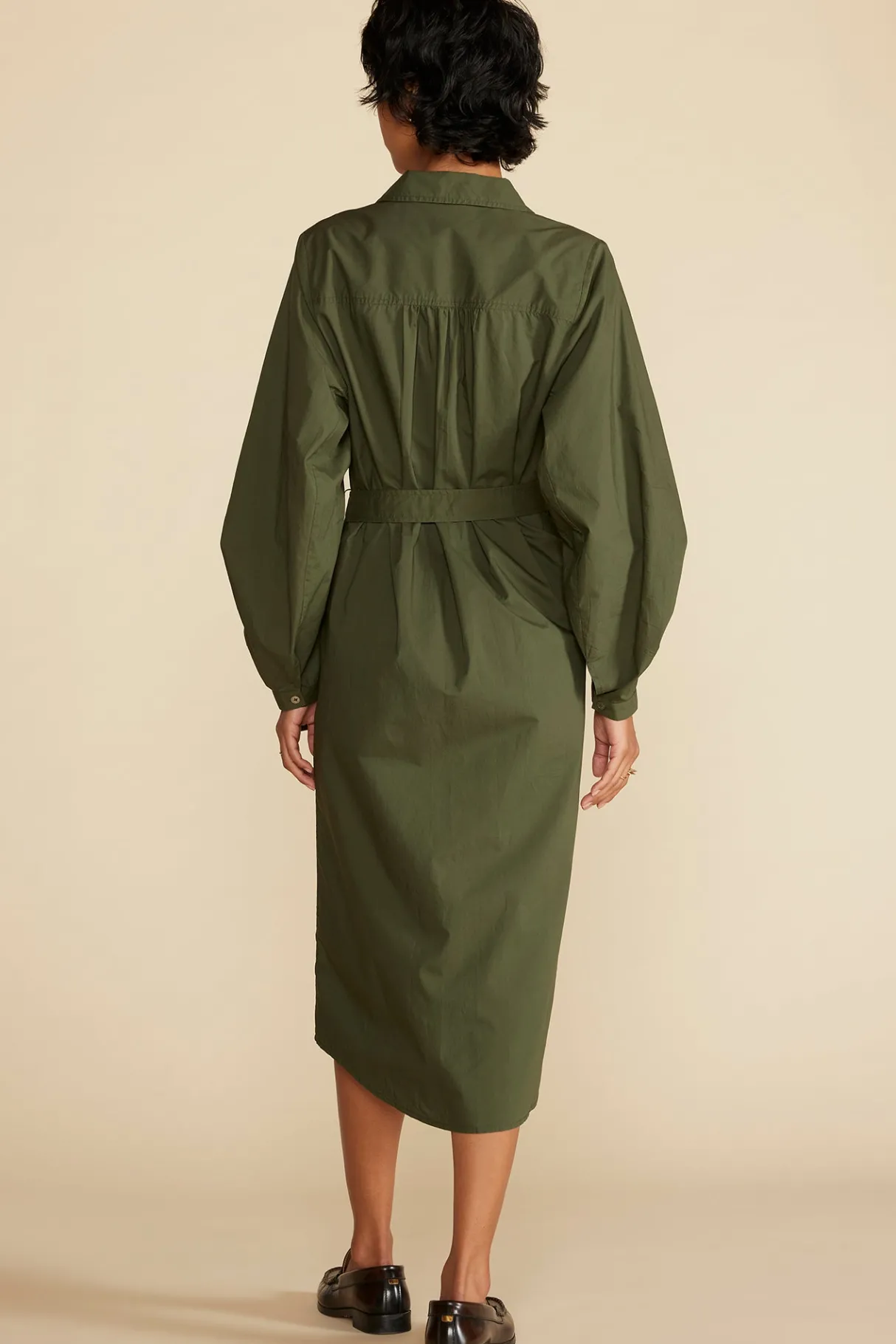 Amour Vert Averi Organic Cotton Shirt Dress OliveGreen Fashion
