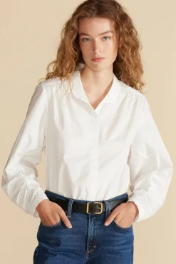 Amour Vert Averi Pleated Poplin Blouse White Fashion