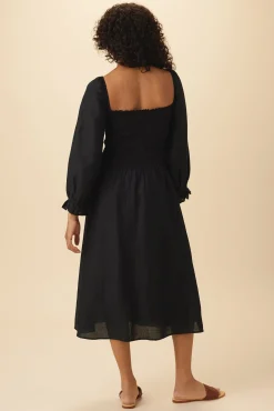 Amour Vert Averill Ramie Viscose Dress Black New
