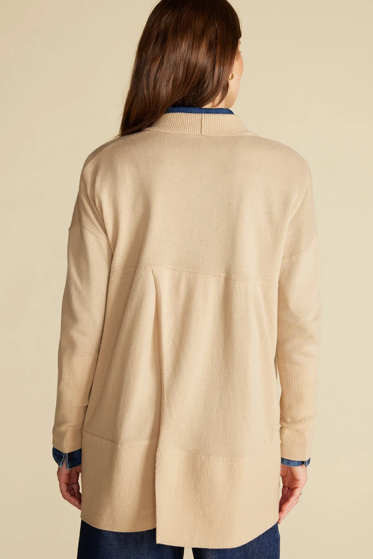 Amour Vert Bailey Wool Sweater Coat Camel New