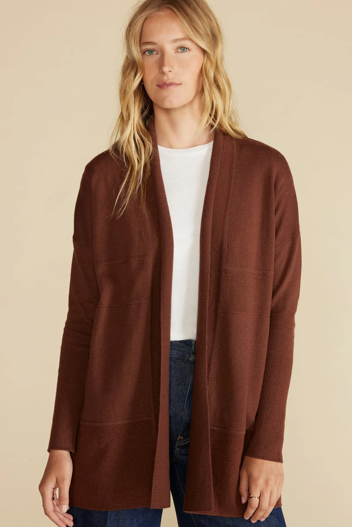 Amour Vert Bailey Wool Sweater Coat EspressoBrown Online