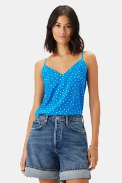 Amour Vert Barlow Washable Silk Tank RivieraDotTurquoise Fashion