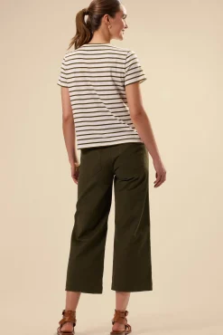 Amour Vert Berkeley Organic Cotton Tee IvoryOliveStripe Hot