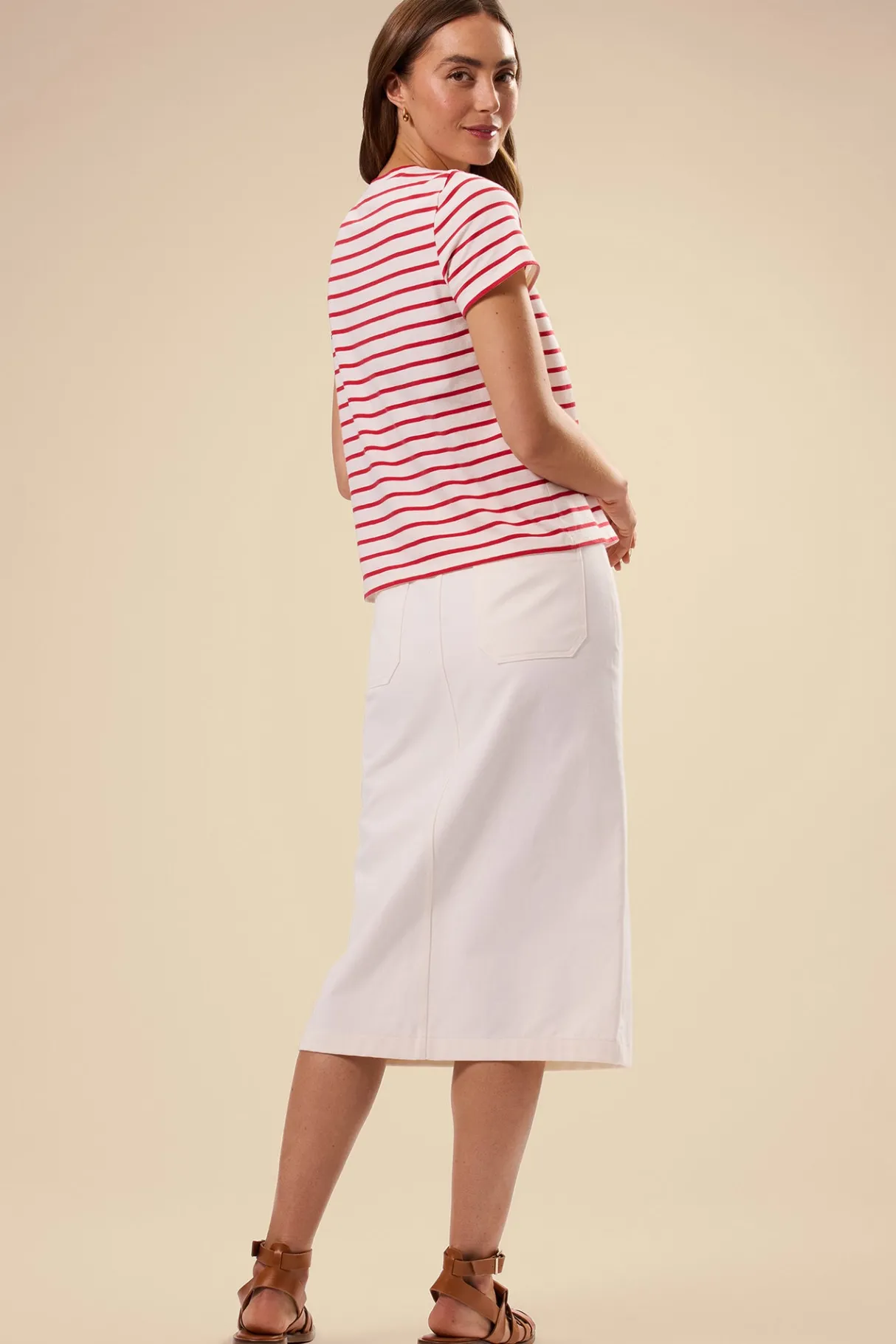 Amour Vert Berkeley Organic Cotton Tee IvoryRedStripe Fashion