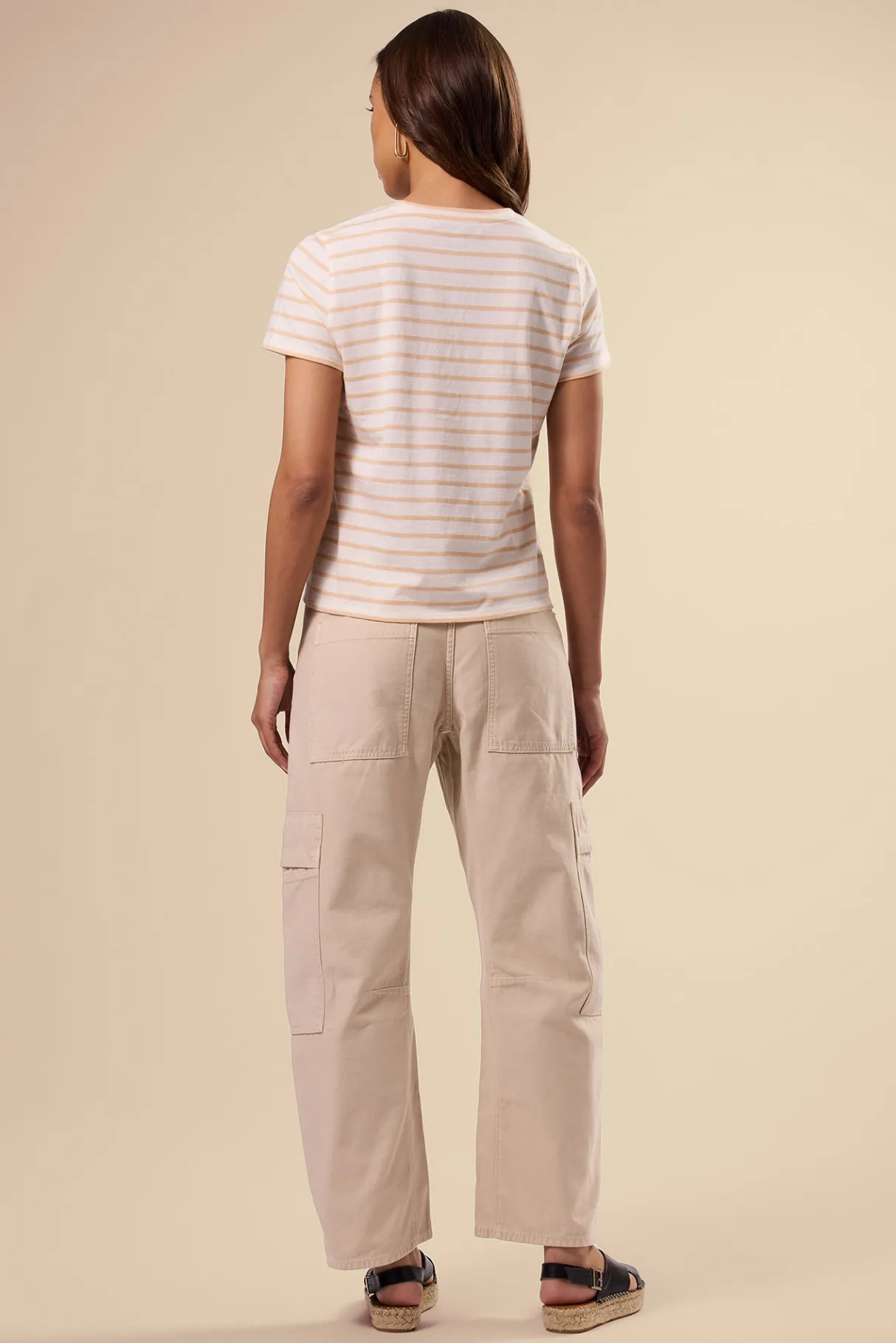 Amour Vert Berkeley Organic Cotton Tee IvoryBiscottiStripe Sale