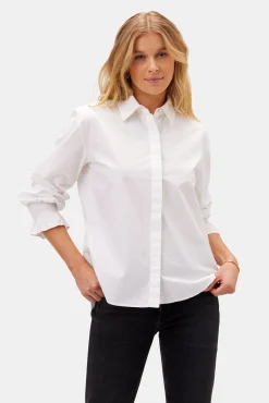 Amour Vert Bixby Organic Cotton Poplin Blouse White Outlet