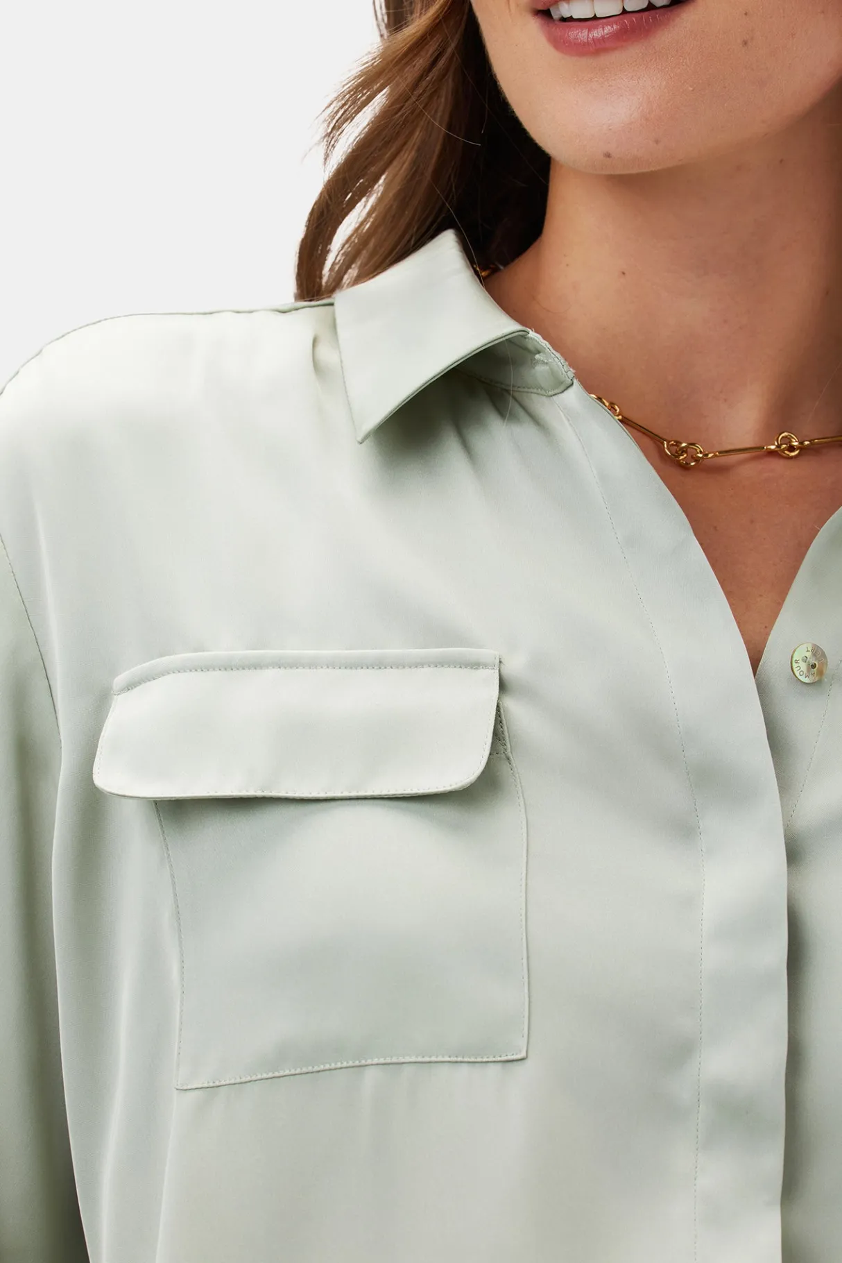 Amour Vert Bixby Pocket Blouse MintGreen Clearance
