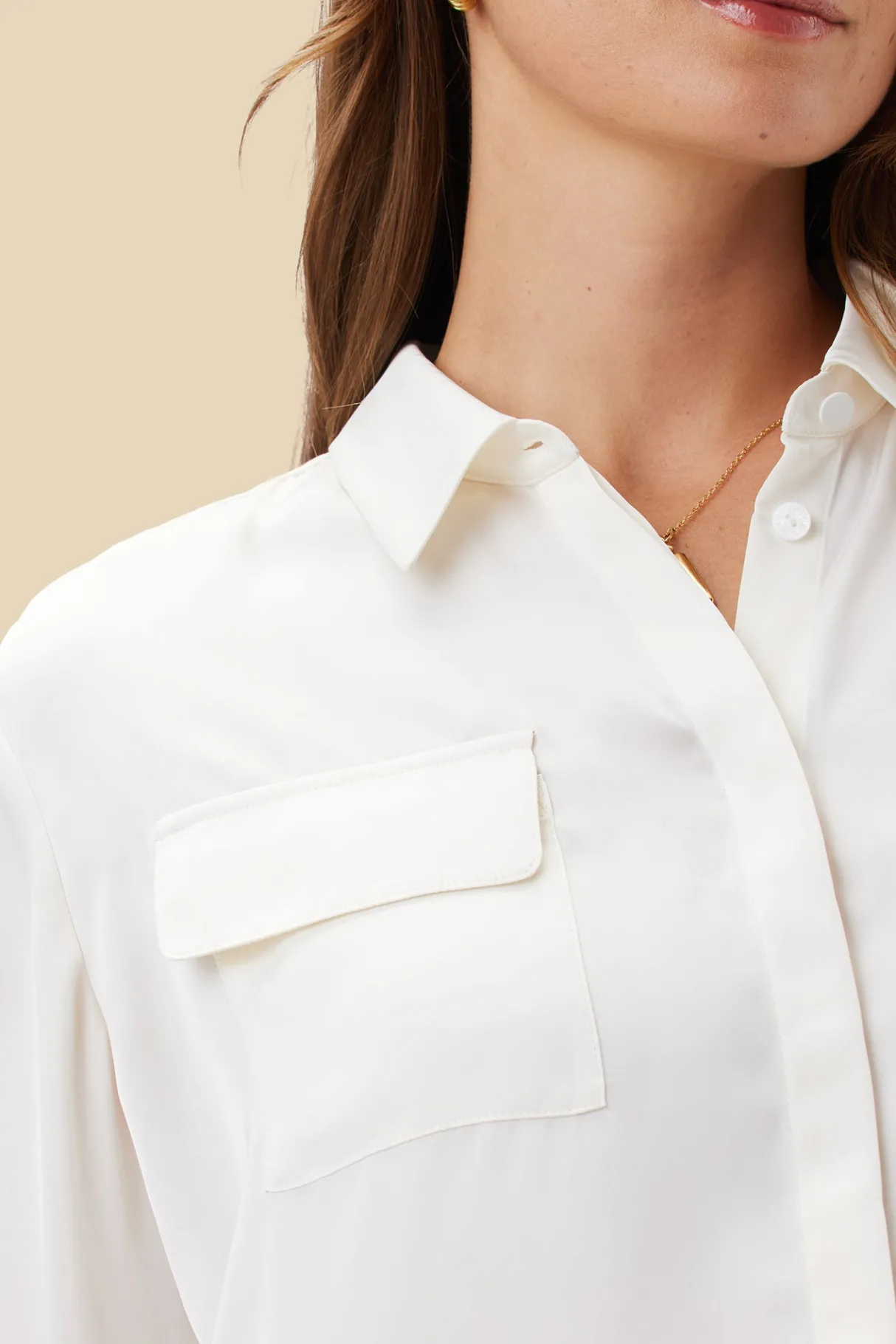 Amour Vert Bixby Pocket Blouse Ivory Discount