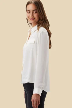 Amour Vert Bixby Pocket Blouse Ivory Discount
