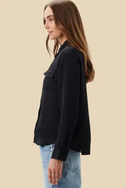 Amour Vert Bixby Pocket Blouse Black Clearance