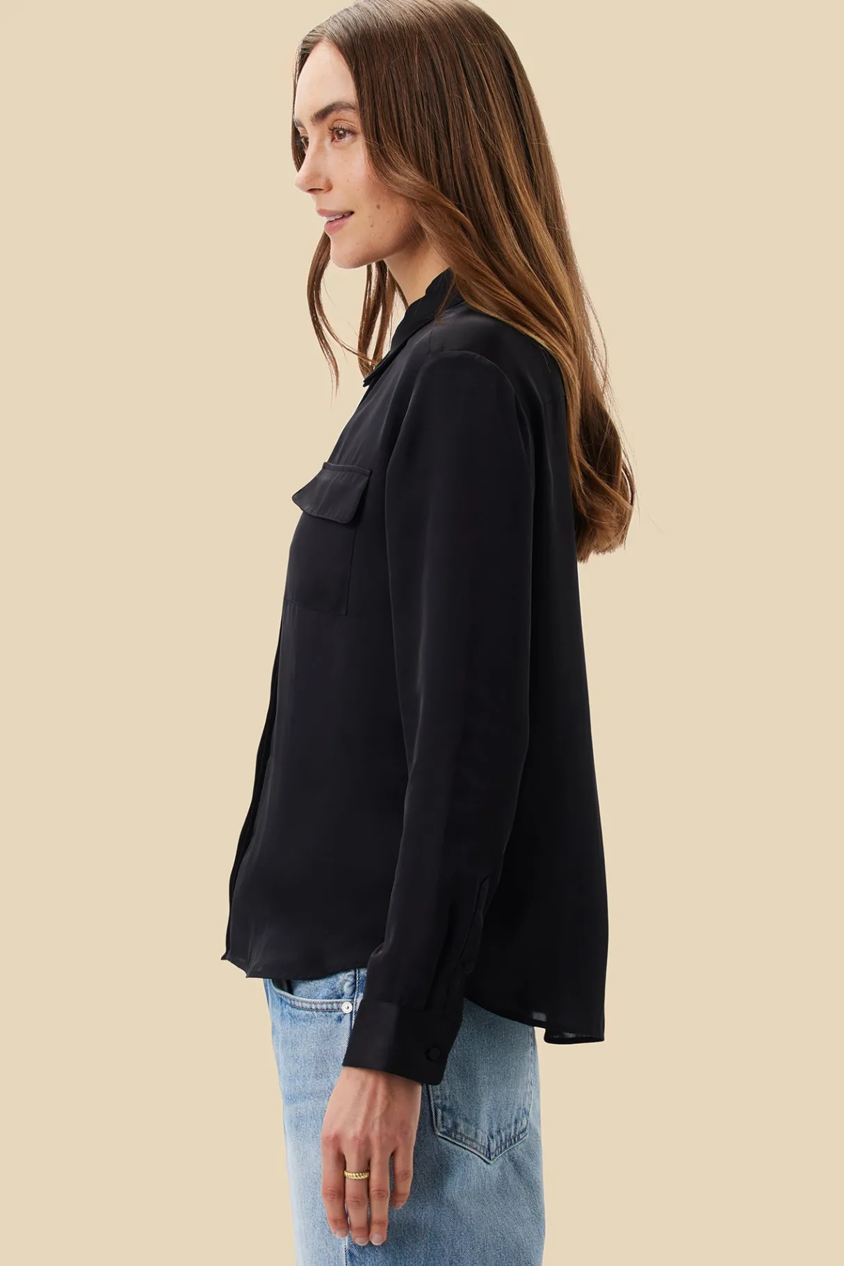 Amour Vert Bixby Pocket Blouse Black Clearance