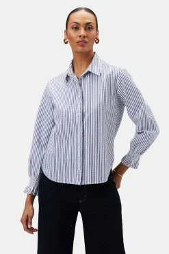 Amour Vert Bixby Seersucker Blouse BrittanyStripeBlue Fashion