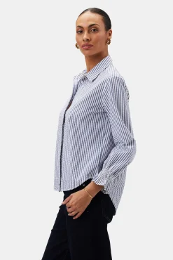 Amour Vert Bixby Seersucker Blouse BrittanyStripeBlue Fashion