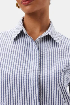 Amour Vert Bixby Seersucker Blouse BrittanyStripeBlue Fashion