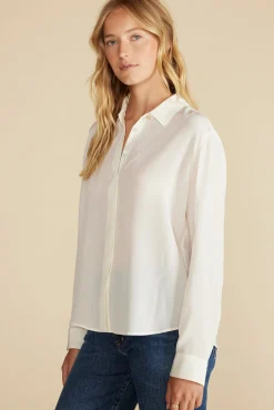 Amour Vert Bixby Washable Silk Blouse Ivory Hot