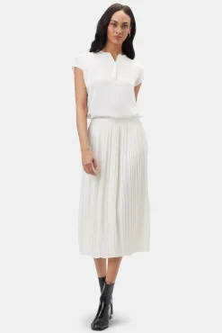 Amour Vert Blaze Pleated Recycled Sateen Skirt Ivory Online