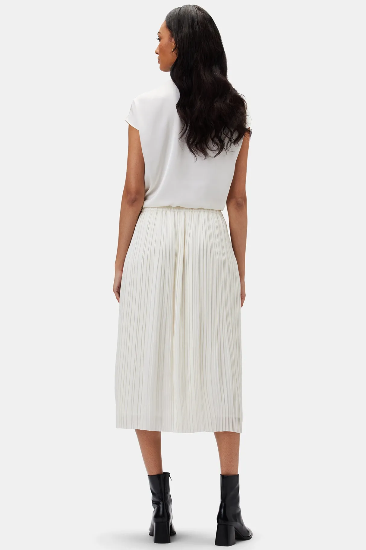 Amour Vert Blaze Pleated Recycled Sateen Skirt Ivory Online