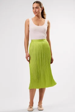 Amour Vert Blaze Pleated Recycled Sateen Skirt LimeGreen Fashion
