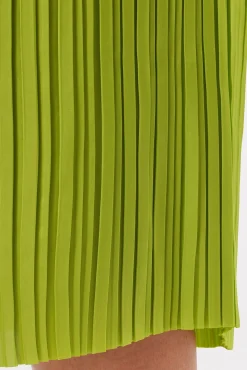 Amour Vert Blaze Pleated Recycled Sateen Skirt LimeGreen Fashion