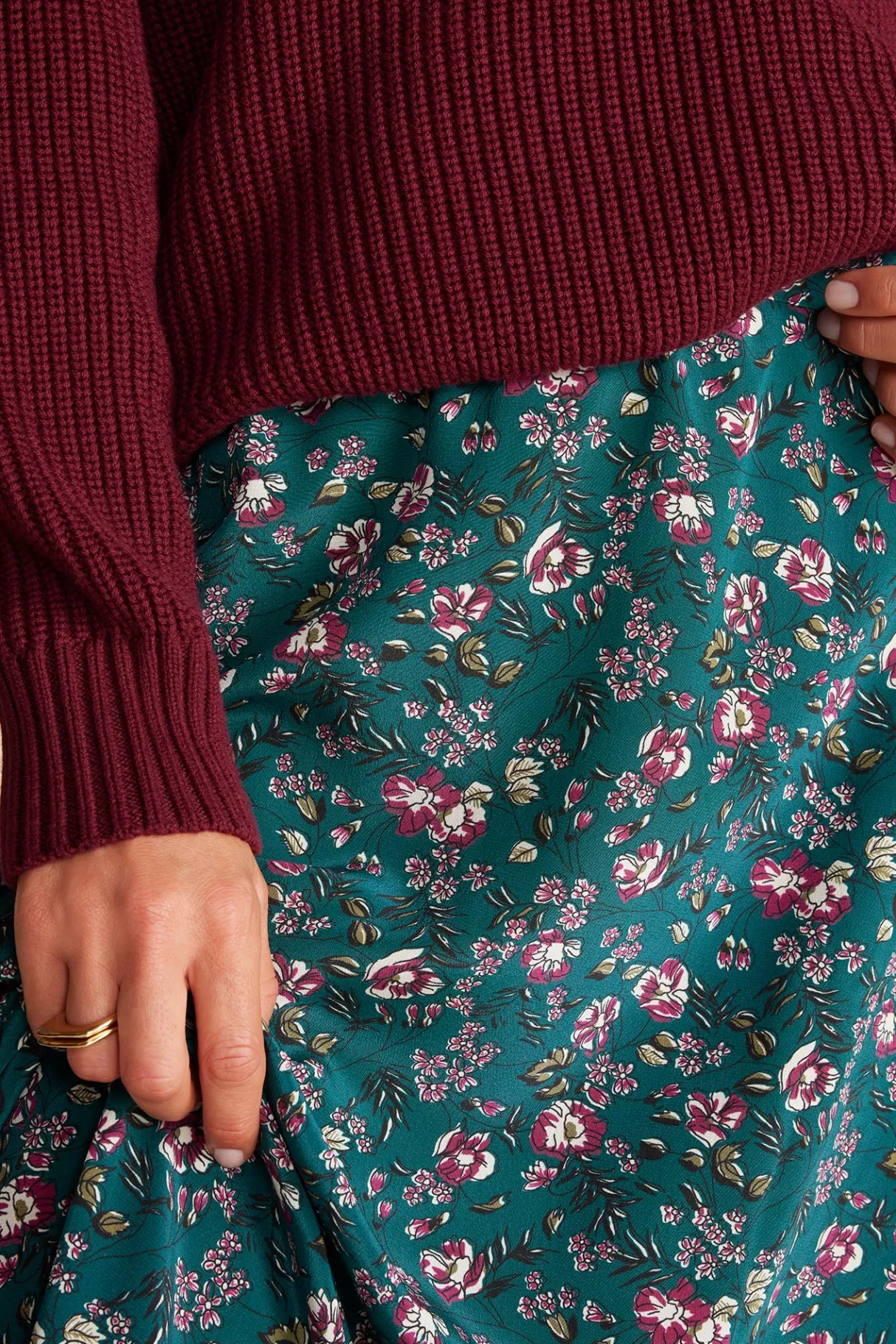 Amour Vert Blaze Washable Silk Skirt ChloeGreenFloralPrint Discount
