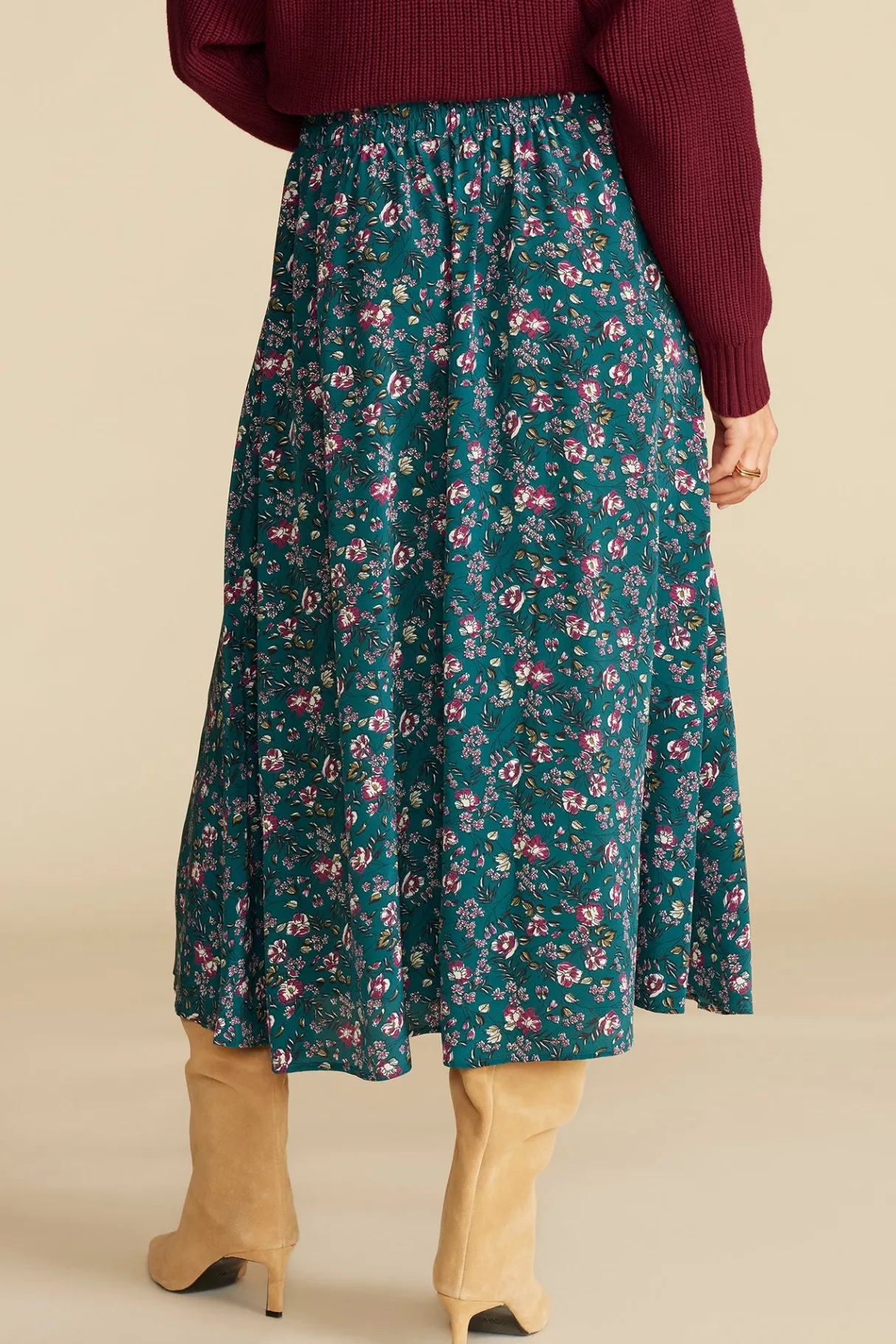 Amour Vert Blaze Washable Silk Skirt ChloeGreenFloralPrint Discount