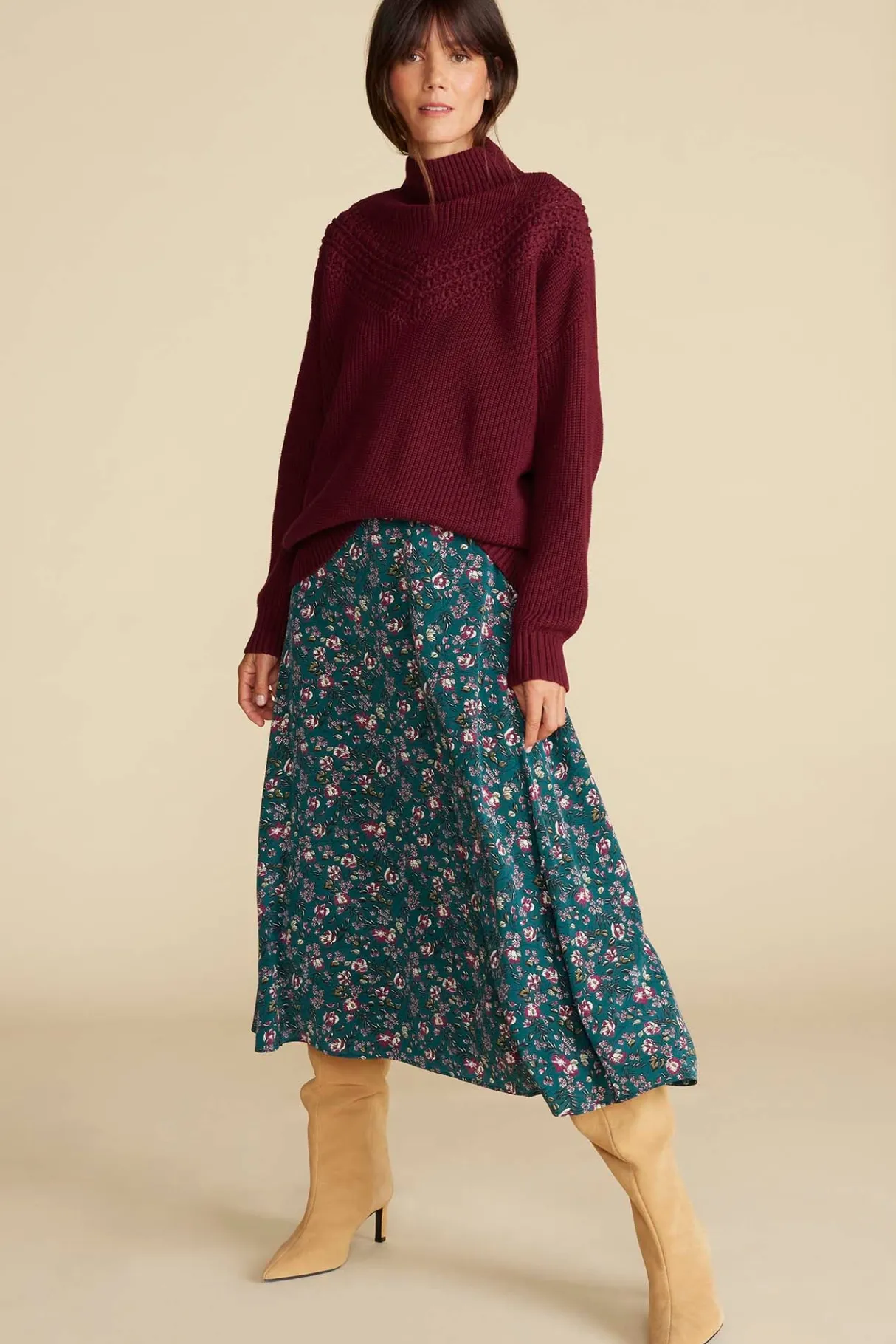 Amour Vert Blaze Washable Silk Skirt ChloeGreenFloralPrint Discount