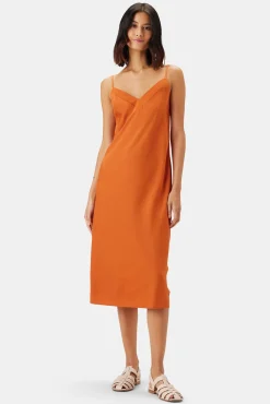 Amour Vert Briana Washable Silk Dress SunsetOrange Outlet