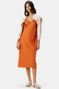 Amour Vert Briana Washable Silk Dress SunsetOrange Outlet