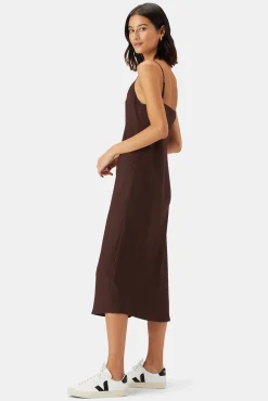 Amour Vert Briana Washable Silk Dress Espresso New