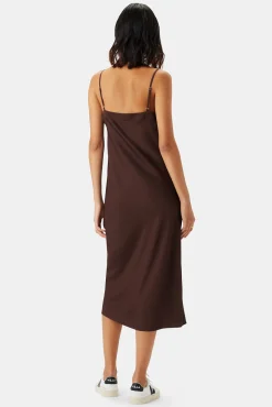 Amour Vert Briana Washable Silk Dress Espresso New