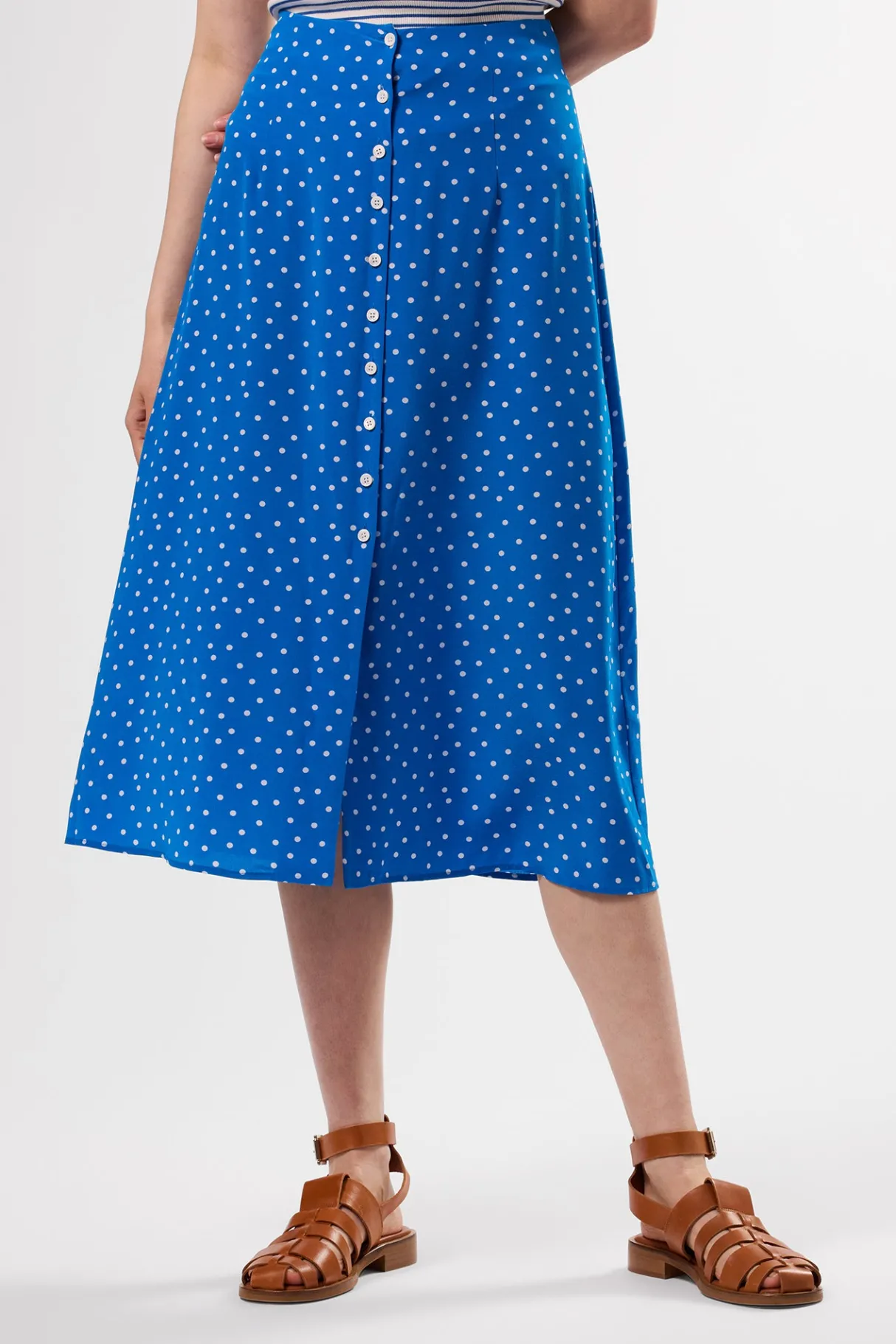 Amour Vert Button Front Washable Silk Skirt RivieraDotTurquoise Sale